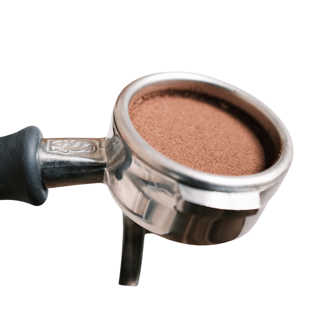 Nahaufnahme eines Espresso-Levelers für gleichmäßige Kaffee­verteilung im Siebträger, verbessert Extraktion ohne Channeling.